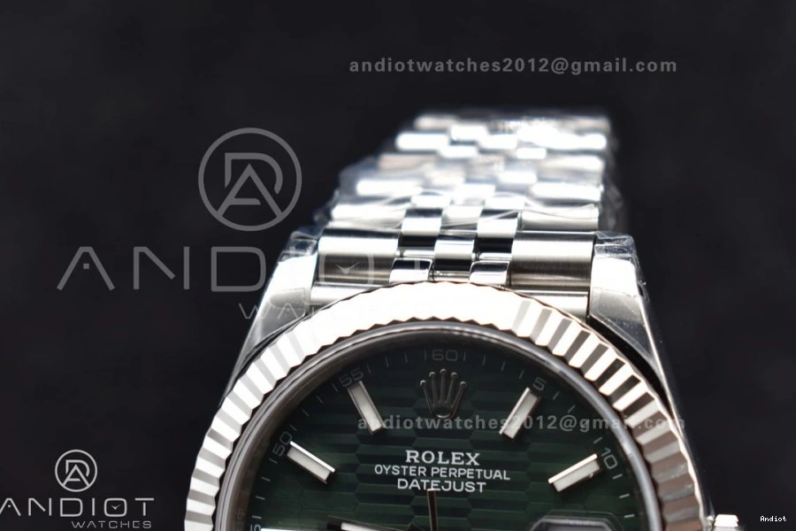Best 1:1 Dial Bracelet Fluted on DateJust Steel VS3235 Jubilee 41 Edition 904L VSF 126334 Green Textured Bezel 0412